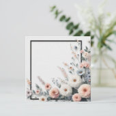 Blume und schwarze Grenze Einladung (Stehend Vorderseite)