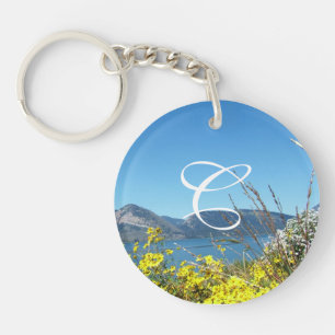 Blume und Seemonogramm Schlüsselanhänger