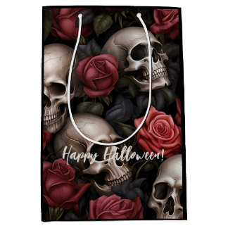Blume und Skulls Mittlere Geschenktasche Geschenktüte