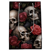 Blume und Skulls Mittlere Geschenktasche Geschenktüte (Rückseite)