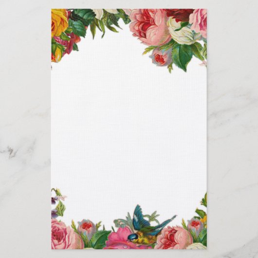 Blume und Songbird Briefpapier (Vorderseite)