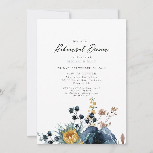 Blume und Sonnenblumen Probe Einladung (Vorderseite)