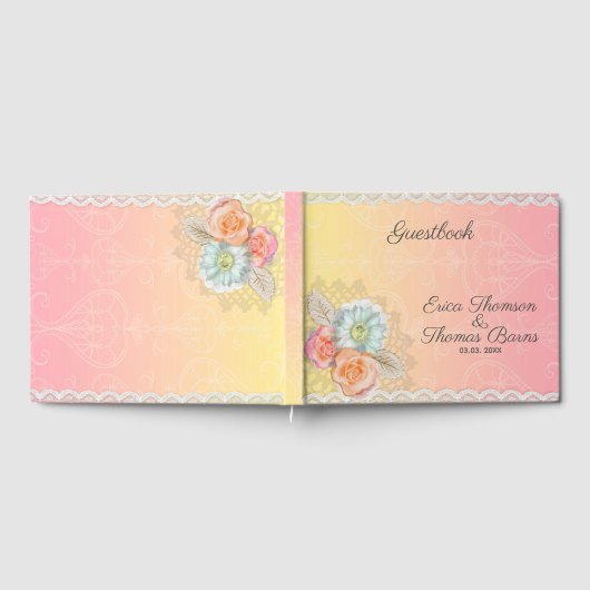 Blume und Spitze Gästebuch (Voll)