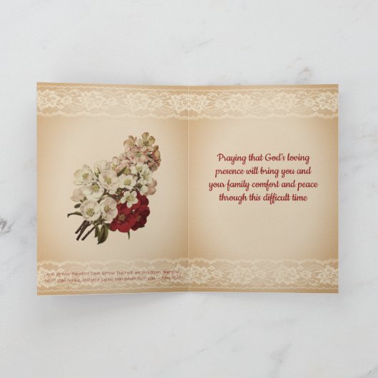 Blume und Spitzen Personalisiertes Beileid Karte (Innenseite)