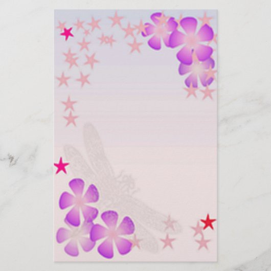 Blume und Sterne Briefpapier (Vorderseite)