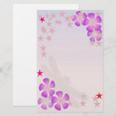 Blume und Sterne Briefpapier (Vorne/Hinten)