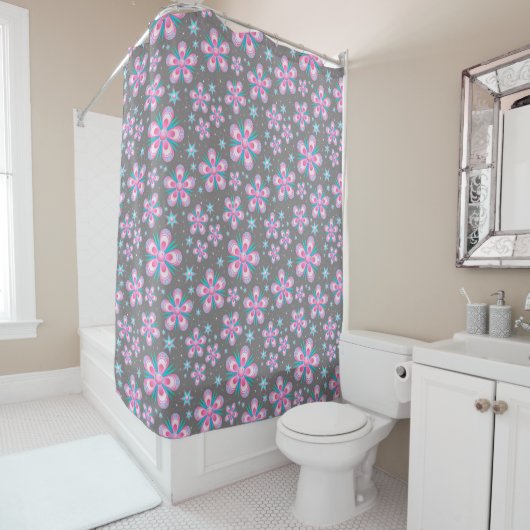 Blume und Sterne Duschvorhang (Beispiel)