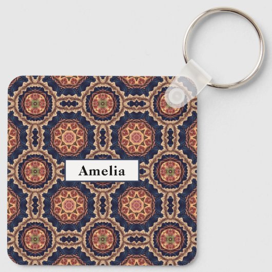 Blume und Sternmuster Schlüsselanhänger (Rückseite)