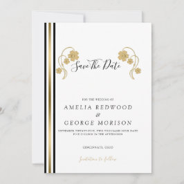 Blume und Streifen aus Gold Save The Date