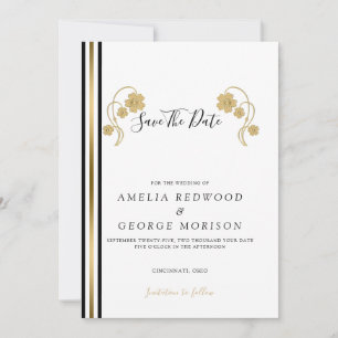 Blume und Streifen aus Gold Save The Date