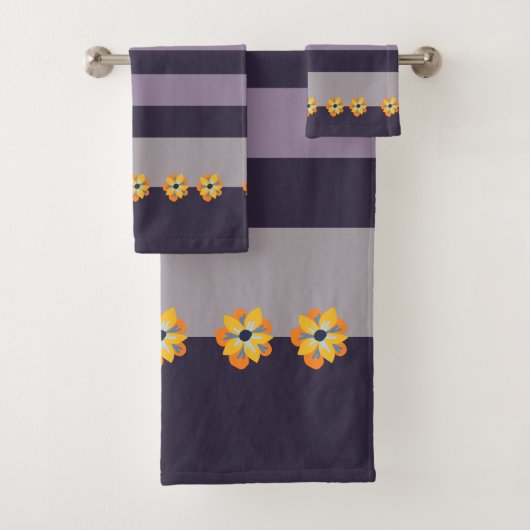 Blume und Streifen Badhandtuch Set (Insitu)