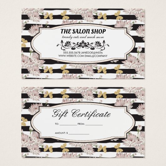 Blume und Streifen | Glitzer Butterfets Loyalität (Vorne & Hinten)