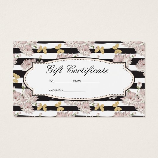 Blume und Streifen | Glitzer Butterfets Loyalität (Rückseite)