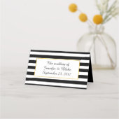 Blume und Streifen Hochgeklappte Platzkarte (Rückseite)