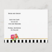 Blume und Streifen Hochzeit im Wasserbereich Ankündigungspostkarte (Rückseite)