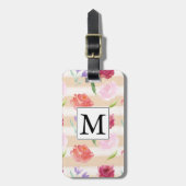 Blume und Streifen in rosa Pfirsichfarben Gepäckanhänger (Vorderseite vertikal)