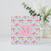 Blume und Streifen Monogramm, rosa und blau (Stehend Vorderseite)