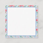 Blume und Streifen Monogramm, rosa und blau Begleitkarte (Rückseite)