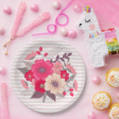 Blume und Streifen Pappteller (Party)