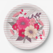 Blume und Streifen Pappteller (Vorderseite)
