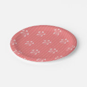 Blume und Streifen Pappteller (Schrägansicht)