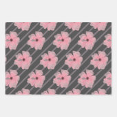 Blume und Streifen, rosa, umhüllende Papierblätter Geschenkpapier Set (Vorderseite)
