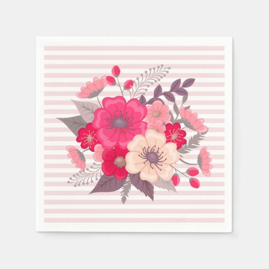 Blume und Streifen Serviette (Vorderseite)
