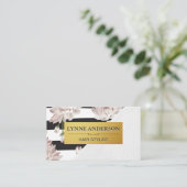 Blume und Streifen Visitenkarte (Stehend Vorderseite)