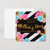 Blume und Streifen zum Muttertag Feiertagskarte (Vorne/Hinten)