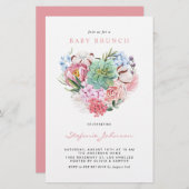 Blume und Succulent Heart Baby Brunch Einladung (Vorne/Hinten)