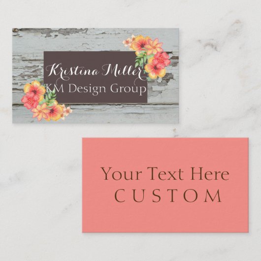 Blume und Tafeln | Rustikal | Visitenkarte (Vorne/Hinten)