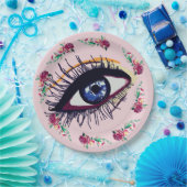 Blume und Teller für blaues Augenkunstpapier (Party)