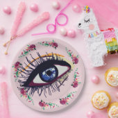 Blume und Teller für blaues Augenkunstpapier (Party)