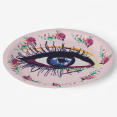 Blume und Teller für blaues Augenkunstpapier (Schrägansicht)