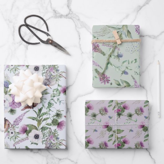 Blume und Umhüllungspapierblätter für Wasserfarben Geschenkpapier Set (Vorderseite)