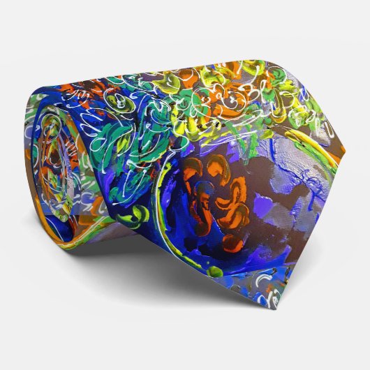Blume und Vase-Krawatte "peter max art style" Krawatte (Gerollt)