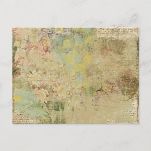 Blume und Vintage Zeitungskollektion Postkarte (Vorderseite)
