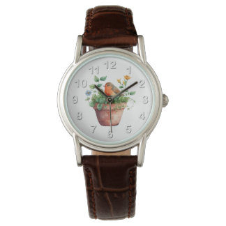 Blume und Vogel Armbanduhr