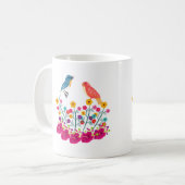 Blume und Vögel farbenfroh schön Kaffeetasse (Vorderseite Links)
