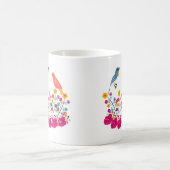 Blume und Vögel farbenfroh schön Kaffeetasse (Mittel)