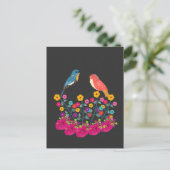 Blume und Vögel farbenfroh schön Postkarte (Stehend Vorderseite)