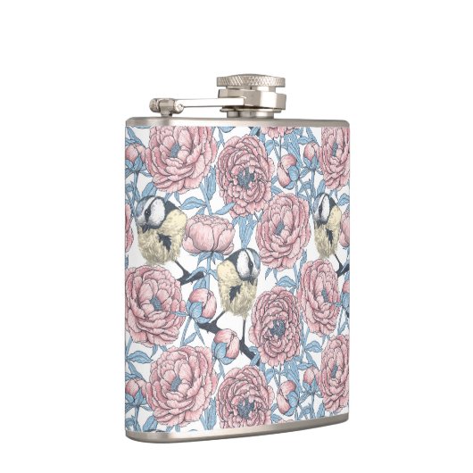 Blume und Vögel Flachmann (Rechts)