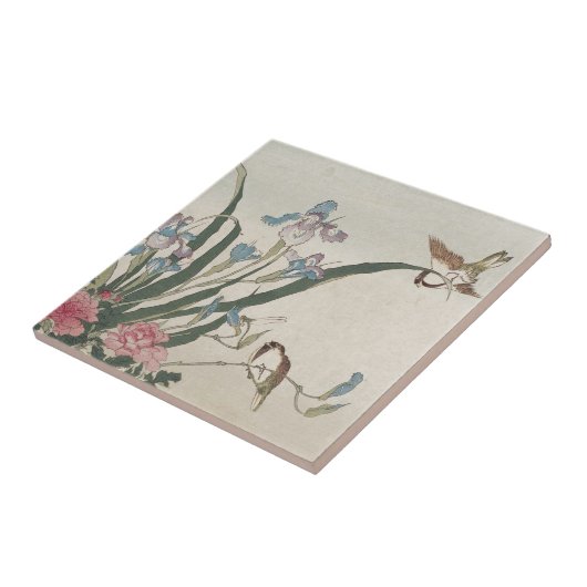 Blume und Vögel Fliese (Seite)