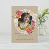 Blume und Vögel Foto Einladung (Stehend Vorderseite)