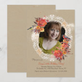 Blume und Vögel Foto Einladung (Vorne/Hinten)