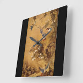 Blume und Vögel', Hsiao Yung_The Orient Quadratische Wanduhr (Winkel)