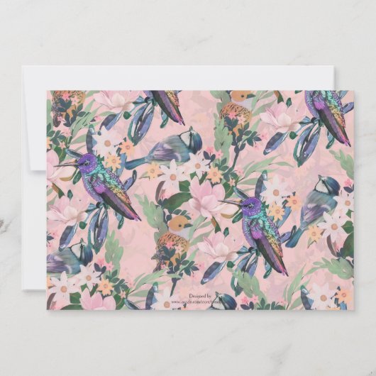 Blume und Vögel im botanischen Rosa Garten (Rückseite)