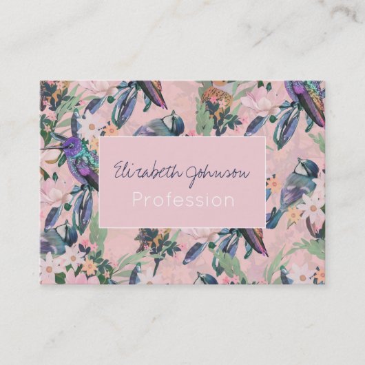 Blume und Vögel im botanischen Rosa Garten Visitenkarte (Vorderseite)