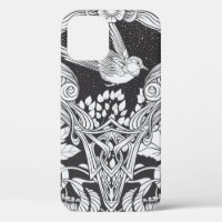 Blume und Vogel im Jugendstil nahtlos pflücken
