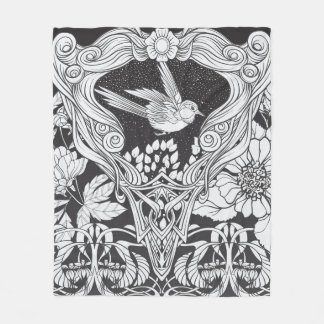 Blume und Vogel im Jugendstil nahtlos pflücken Fleecedecke